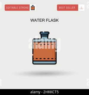 Water flask Simple vector icon. Stock Vector