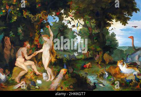 Art inspired by The earthly paradise with the fall of Adam and Eve, Jan Brueghel de Oude, Peter Paul Rubens, c. 1615, Classic works modernized by Artotop with a splash of modernity. Shapes, color and value, eye-catching visual impact on art. Emotions through freedom of artworks in a contemporary way. A timeless message pursuing a wildly creative new direction. Artists turning to the digital medium and creating the Artotop NFT Stock Photo