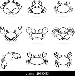 Set of vector crab icons on white background. Easy editable layered vector illustration. Stock Vector