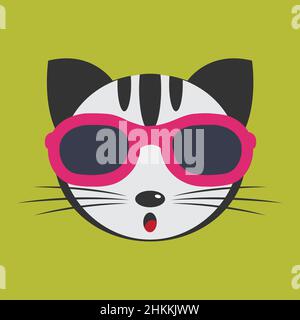 Vector image of a cat wearing glasses.Easy editable layered vector illustration. Stock Vector