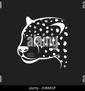 Vector image of a cheetah face on black background. Vector cheetah face for your design. Easy editable layered vector illustration. Stock Vector