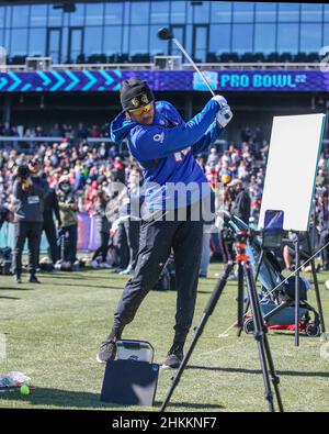 NFC cheerleader Carli P of the Minnesota Vikings performs during the first  half of the Pro Bowl NFL football game, Sunday, Feb. 6, 2022, in Las Vegas.  (AP Photo/Rick Scuteri Stock Photo 