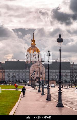 Paris, France - January 20, 2022: Les Invalides, formally the Hotel National des Invalides is a complex of buildings in the 7th arrondissement of Pari Stock Photo