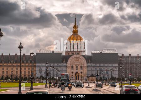 Paris, France - January 20, 2022: Les Invalides, formally the Hotel National des Invalides is a complex of buildings in the 7th arrondissement of Pari Stock Photo