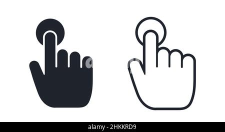 Press button solid icon hand Royalty Free Vector Image