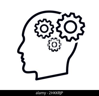 Head with gears as brain brainstorming vector illustration icon Stock Vector