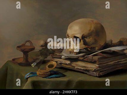 Art inspired by Vanitas still life, Pieter Claesz, 1630, Classic works modernized by Artotop with a splash of modernity. Shapes, color and value, eye-catching visual impact on art. Emotions through freedom of artworks in a contemporary way. A timeless message pursuing a wildly creative new direction. Artists turning to the digital medium and creating the Artotop NFT Stock Photo