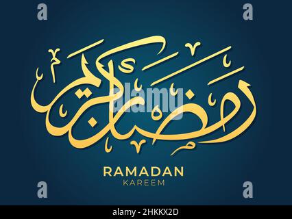 Ramadan Kareem in Arabic Calligraphy Background Flat Vector Illustration. Month of fasting to Muslims Suitable for Poster, Banner or Greeting Card Stock Vector