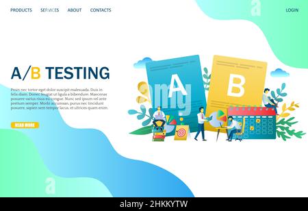 A B testing vector website landing page design template Stock Vector