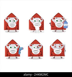 A picture of red love envelope cartoon design style keep staying healthy during a pandemic. Vector illustration Stock Vector