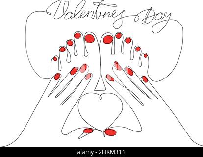 outline of legs and hans with gift Stock Vector
