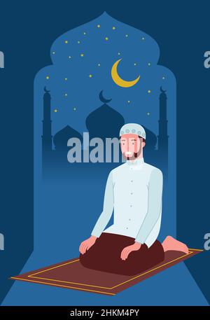 Muslim Man Praying Cartoon Character illustration Stock Vector Image ...