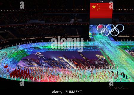 Beijing, China. 04th Feb, 2022. Invasion Chinese Team, Show, Choreography.Overview, Stadium Overview, Opening Ceremony, Opening, FEBRUARY 4, 2022 : Beijing 2022 Olympic Winter Games Opening Ceremony at National Stadium in Beijing, China. 24th Olympic Winter Games Beijing 2022 in Beijing from 04.02.-20.02.2022. NO SALES OUTSIDE GERMANY ! Photo: Makoto Takahashi/AFLO via Sven Simon Fotoagentur GmbH & Co. Pressefoto KG # Prinzess-Luise-Str. 41 # 45479 M uelheim/R uhr # Tel. 0208/9413250 # Fax. 0208/9413260 # Account 244 293 433 # GLSB arrival # Account 4030 025 100 # BLZ 430 609 67 # e-mail: sven Stock Photo