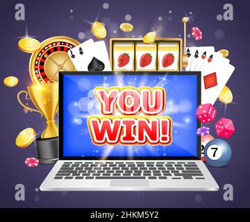 You win casino vector poster banner design template Stock Vector