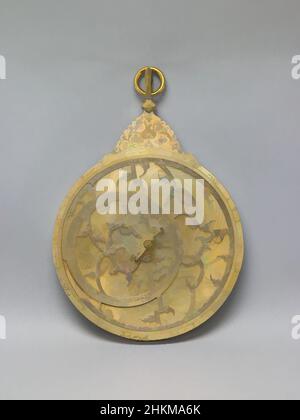 Art inspired by Planispheric Astrolabe, Persian, Abd al-A'immah, Persian, active early 18th century, Mohammad  Amin ibn Mohammad Taher, Persian, active early 18th century, Safavid period, 1501-1722, 1715, Brass, Made in Isfahan, Iran, Asia, Metalwork, timepieces & measuring devices, Classic works modernized by Artotop with a splash of modernity. Shapes, color and value, eye-catching visual impact on art. Emotions through freedom of artworks in a contemporary way. A timeless message pursuing a wildly creative new direction. Artists turning to the digital medium and creating the Artotop NFT Stock Photo