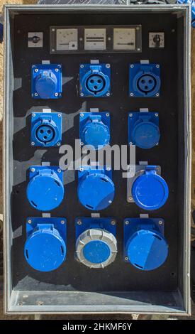 Power distribution mobile unit. Outdoors site Stock Photo