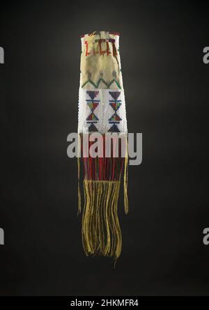 Art inspired by Pipe Bag, Lakota (Sioux), Sioux, Hinono'ei (Arapaho), c.1900, Tanned hide, porcupine quills, and glass seed beads, Made in United States, North and Central America, Containers, 38 × 8 1/2 in. (96.5 × 21.6 cm, Classic works modernized by Artotop with a splash of modernity. Shapes, color and value, eye-catching visual impact on art. Emotions through freedom of artworks in a contemporary way. A timeless message pursuing a wildly creative new direction. Artists turning to the digital medium and creating the Artotop NFT Stock Photo