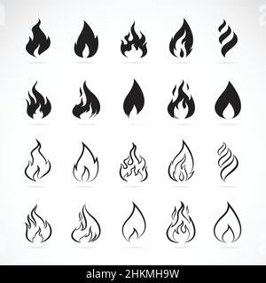 Vector set of flame symbols on white background. Easy editable layered vector illustration. Stock Vector