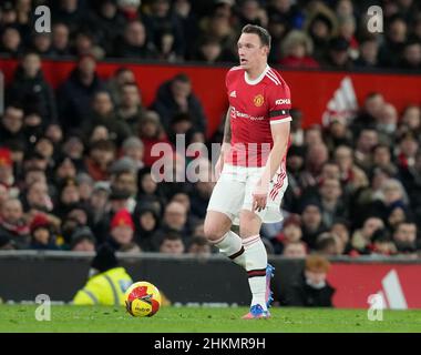 Manchester, UK. 4th February 2022. Phil Jones of Manchester United during the Emirates FA Cup match at Old Trafford, Manchester. Picture credit should read: Andrew Yates / Sportimage Stock Photo