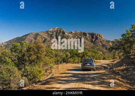 Chiricahua Peak Massif, View From Herb Martyr Road, Snow In Early 