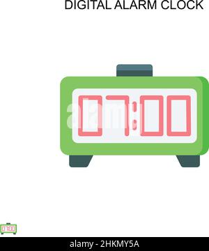 Digital alarm clock Simple vector icon. Illustration symbol design template for web mobile UI element. Stock Vector