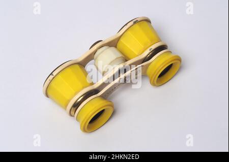 Mumbai Maharashtra India Asia Oct. 09 2021 Old opera binoculars isolated on a white background. Stock Photo