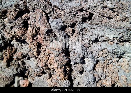 rough jagged lava rock mass lava fields volcanic landscape los volcanes national park Lanzarote Canary Islands Spain Stock Photo