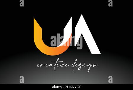 UA Letter Logo with White Golden Colors and Minimalist Design Icon Vector Illustration Stock Vector