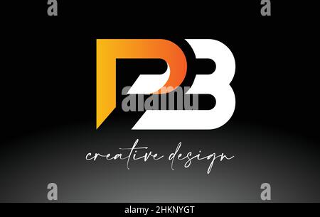 PB Letter Logo with White Golden Colors and Minimalist Design Icon Vector Illustration Stock Vector