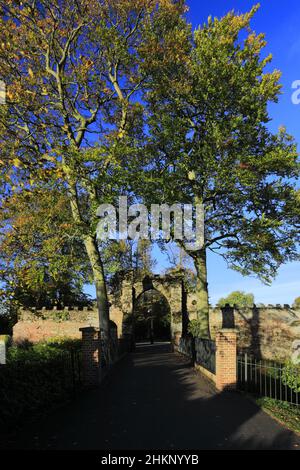 The Guannock Gate and town walls, Vancouver Gardens, the Walks park, King's Lynn, Norfolk, England Stock Photo