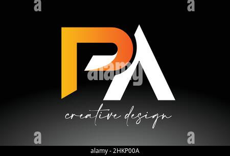 PA Letter Logo with White Golden Colors and Minimalist Design Icon Vector Illustration Stock Vector