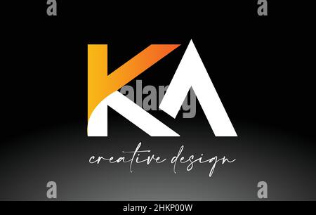 KA Letter Logo with White Golden Colors and Minimalist Design Icon Vector Illustration Stock Vector
