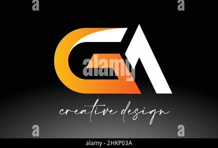 GA Letter Logo with White Golden Colors and Minimalist Design Icon Vector Illustration Stock Vector