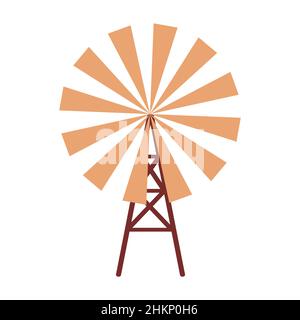 clip art of windmill with cartoon design,vector illustration Stock Vector