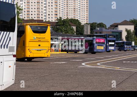 Buses in Buchanan Bus Station, Glasgow,Scotland,UK Stock Photo