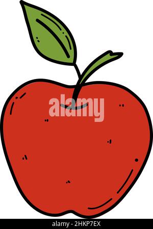 Vector apple doodle illustration. Fruit illustration for farm market menu. Healthy food design Stock Vector