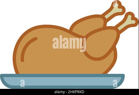 Roast Chicken Filled Outline Icon Vector  Stock Vector