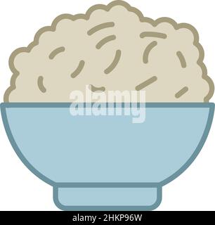 Rice In A Bowl Filled Outline Icon Vector  Stock Vector