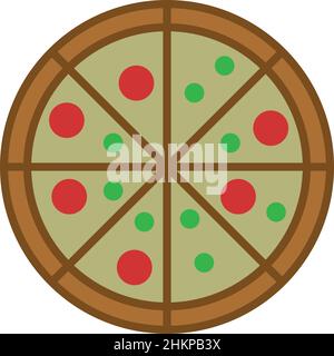 Pizza Filled Outline Icon Vector  Stock Vector