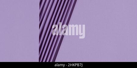Abstract geometric banner background. Purple color Zig Zag fold paper texture background. Top view, copy space Stock Photo