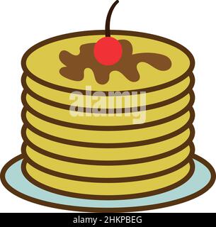 Pancake Filled Outline Icon Vector  Stock Vector