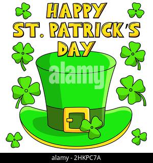 Happy St. Patricks Day Leprechaun Hat Cartoon  Stock Vector