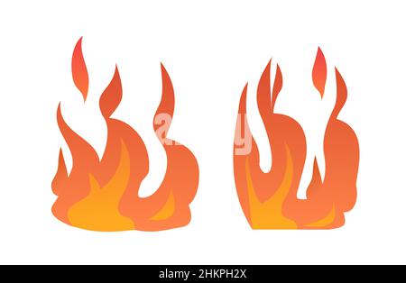 Fire burns. Flame blazes brightly. Cartoon style. Object isolated on white background. Vector Stock Vector