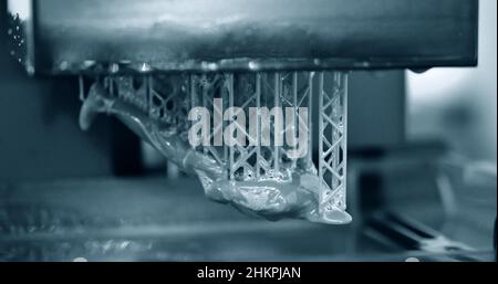 Stereolithography DPL 3d printer create detail and liquid drips Stock Photo