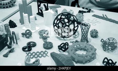 Abstract models printed by 3d printer close-up Stock Photo
