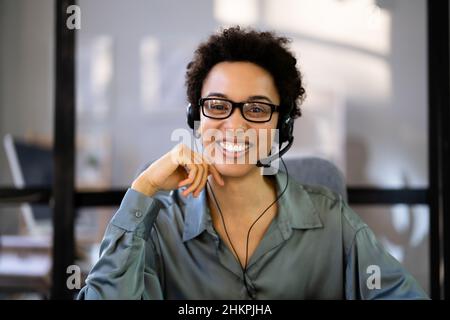 Call Center Customer Care African American Agent Stock Photo