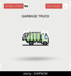 Garbage truck Simple vector icon. Stock Vector