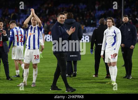 London, England, 5th February 2022. Graeme Lee, Manager of Hartlepool United applauds the fans after the Emirates FA Cup match at Selhurst Park, London. Picture credit should read: Paul Terry / Sportimage Stock Photo