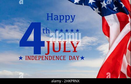 Happy 4th of July Over Distressed Wood Background Stock Photo