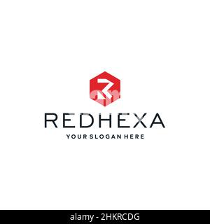 flat letter mark initial R REDHEXA Logo design Stock Vector